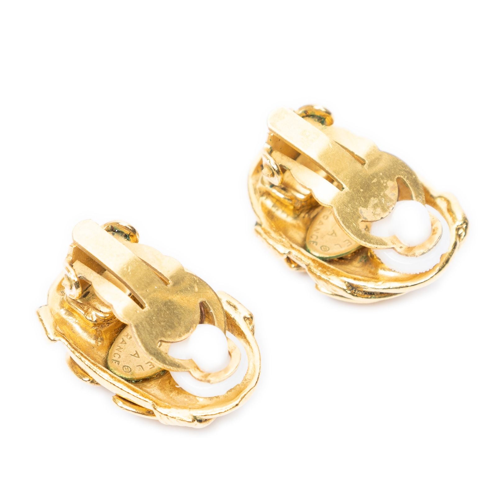 Chanel CC Oval Clip on Earrings Gold Plated — view 2