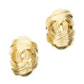 Chanel CC Oval Clip on Earrings Gold Plated