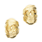 Chanel CC Oval Clip on Earrings Gold Plated