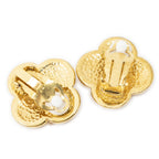 Chanel CC Clover Dangle Clip on Earrings Gold Plated — view 2