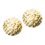 Chanel Large CC Round Clip on Earrings Gold Plated