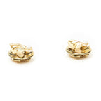 Chanel CC Logo Round Clip Type Earrings Gold Plated — view 2