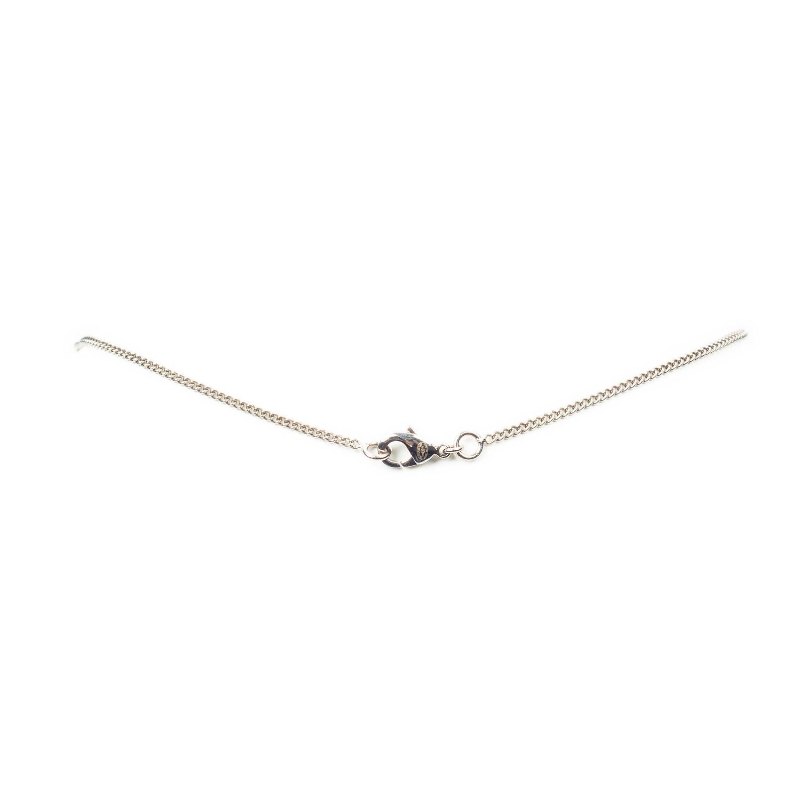 Chanel CC Logo Rhinestone Pendant Silver Plating — view 3