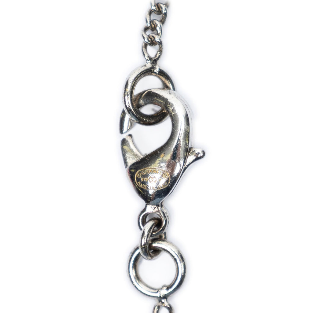 Chanel CC Logo Rhinestone Pendant Silver Plating — view 4