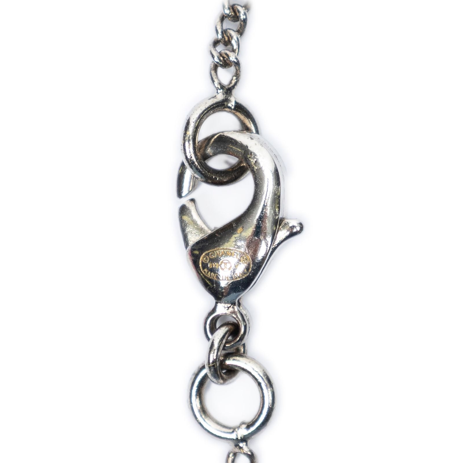 Chanel CC Logo Rhinestone Pendant Silver Plating — view 4