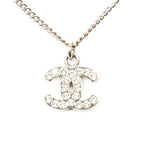 Chanel CC Logo Rhinestone Pendant Silver Plating — view 2