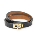 Hermes Mini Kelly Double Tour Bracelet Black Leather