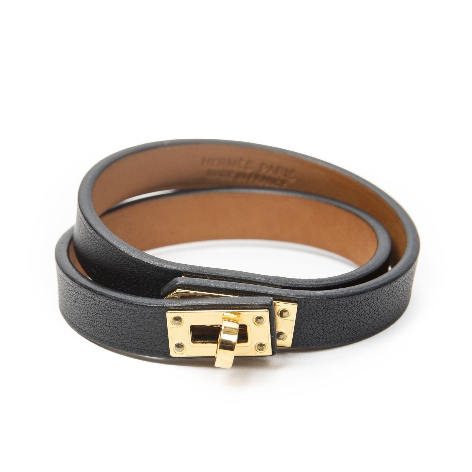 Hermes Mini Kelly Double Tour Bracelet Black Leather