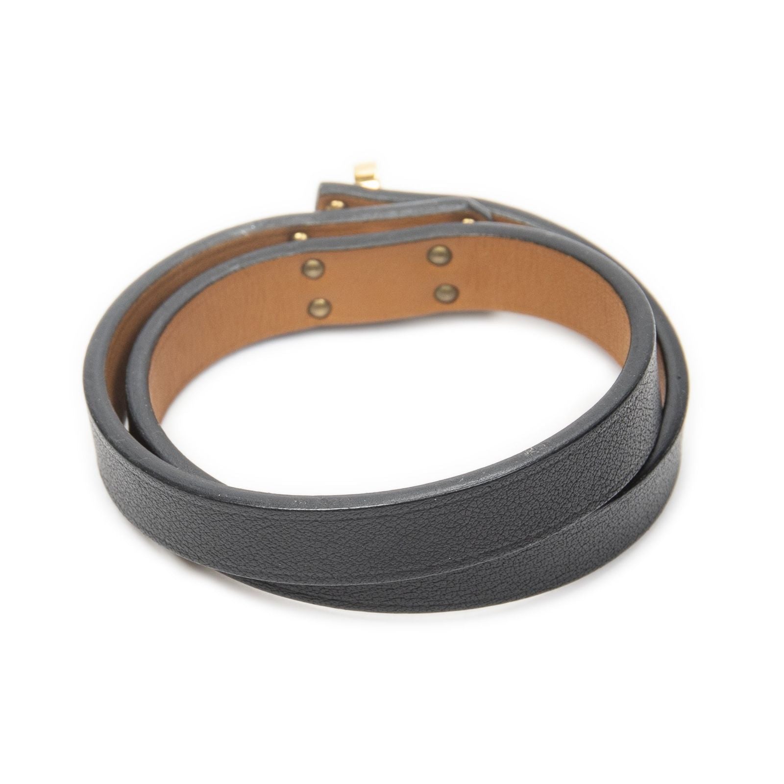Hermes Mini Kelly Double Tour Bracelet Black Leather — view 2