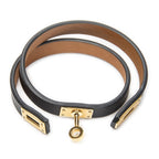 Hermes Mini Kelly Double Tour Bracelet Black Leather — view 3