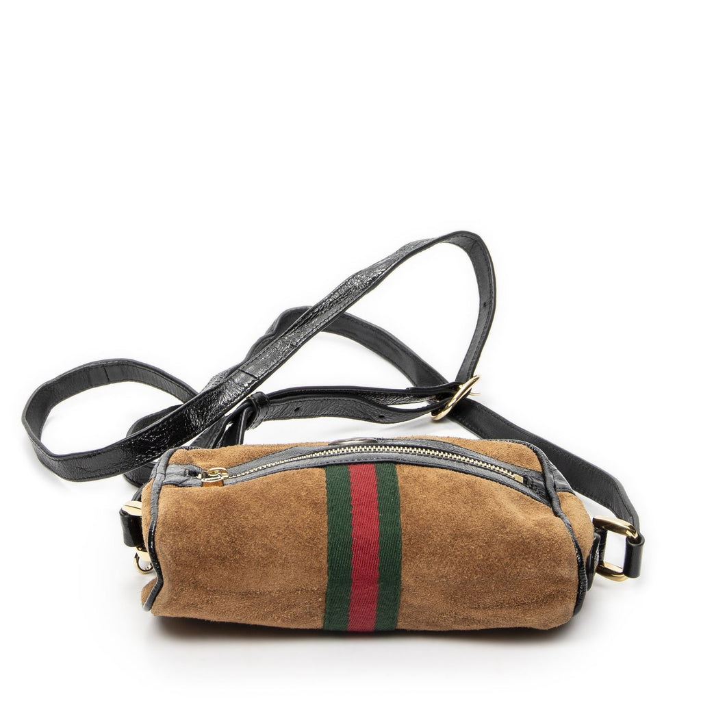 Gucci Vintage Web Mini Ophidia Tan Black Suede Leather Shoulder — view 6