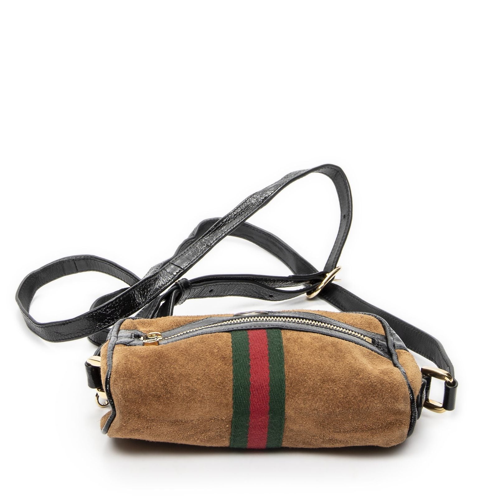 Gucci Vintage Web Mini Ophidia Tan Black Suede Leather Shoulder — view 6