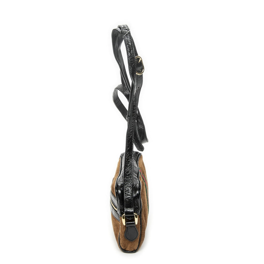 Gucci Vintage Web Mini Ophidia Tan Black Suede Leather Shoulder — view 3