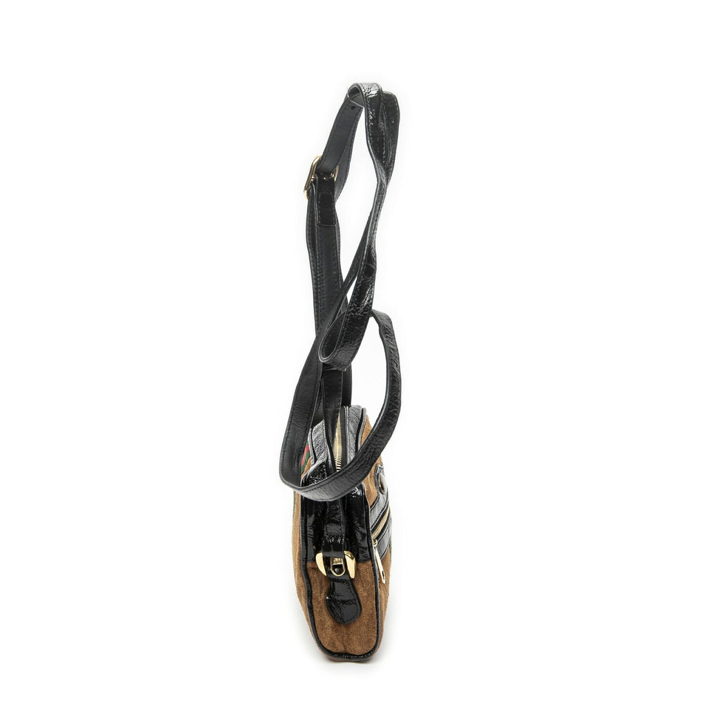 Gucci Vintage Web Mini Ophidia Tan Black Suede Leather Shoulder — view 4