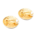 Chanel CC Logo Round Clip Type Earrings Gold Plated — view 2