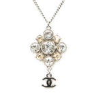 Chanel CC Round Pendant Necklace Silver Plating — view 2