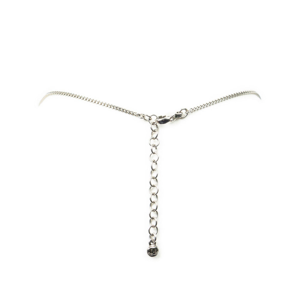 Chanel CC Round Pendant Necklace Silver Plating — view 3