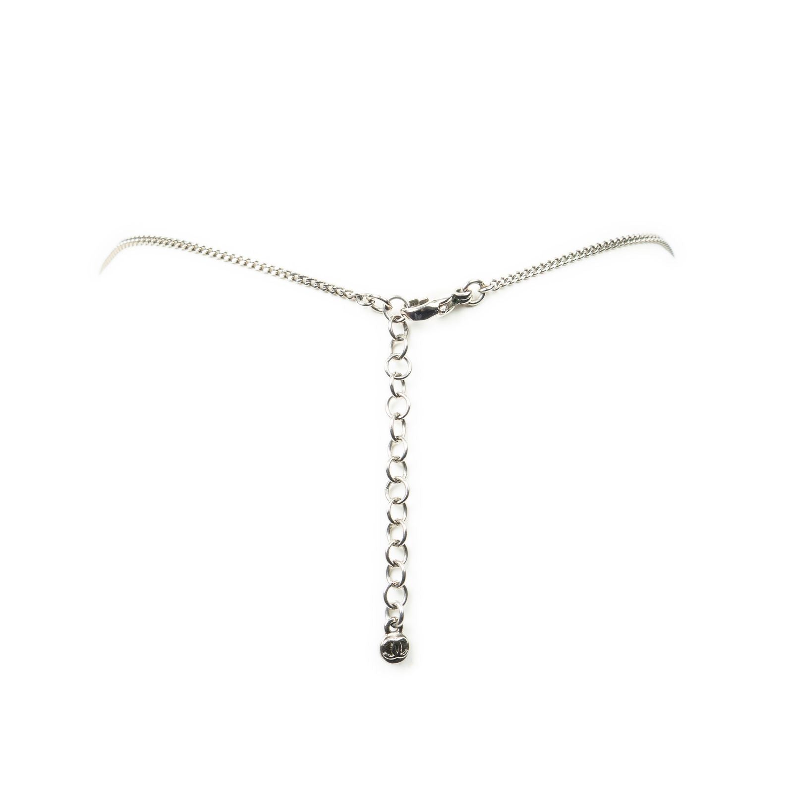 Chanel CC Round Pendant Necklace Silver Plating — view 3