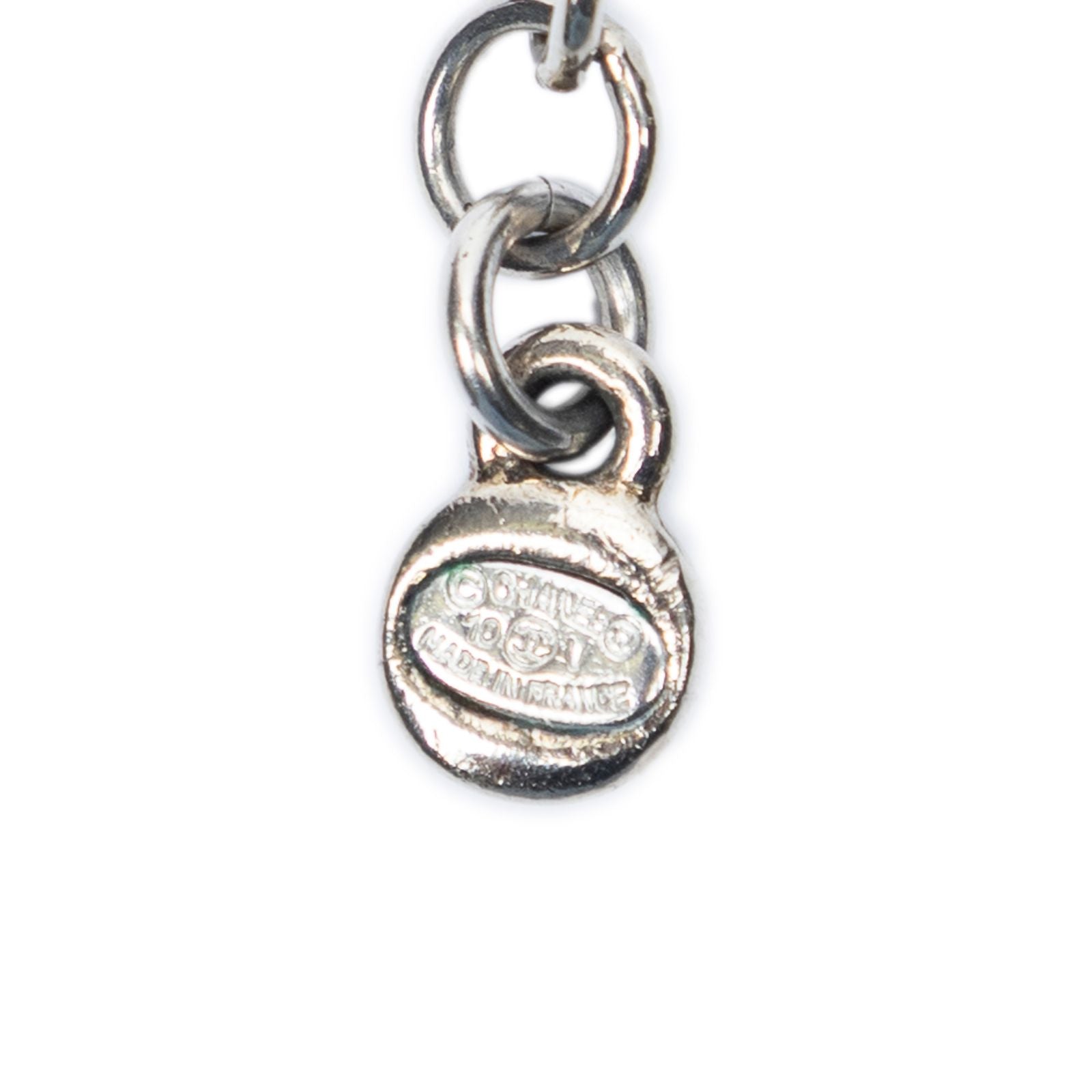 Chanel CC Round Pendant Necklace Silver Plating — view 4