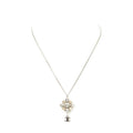Chanel CC Round Pendant Necklace Silver Plating