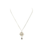 Chanel CC Round Pendant Necklace Silver Plating