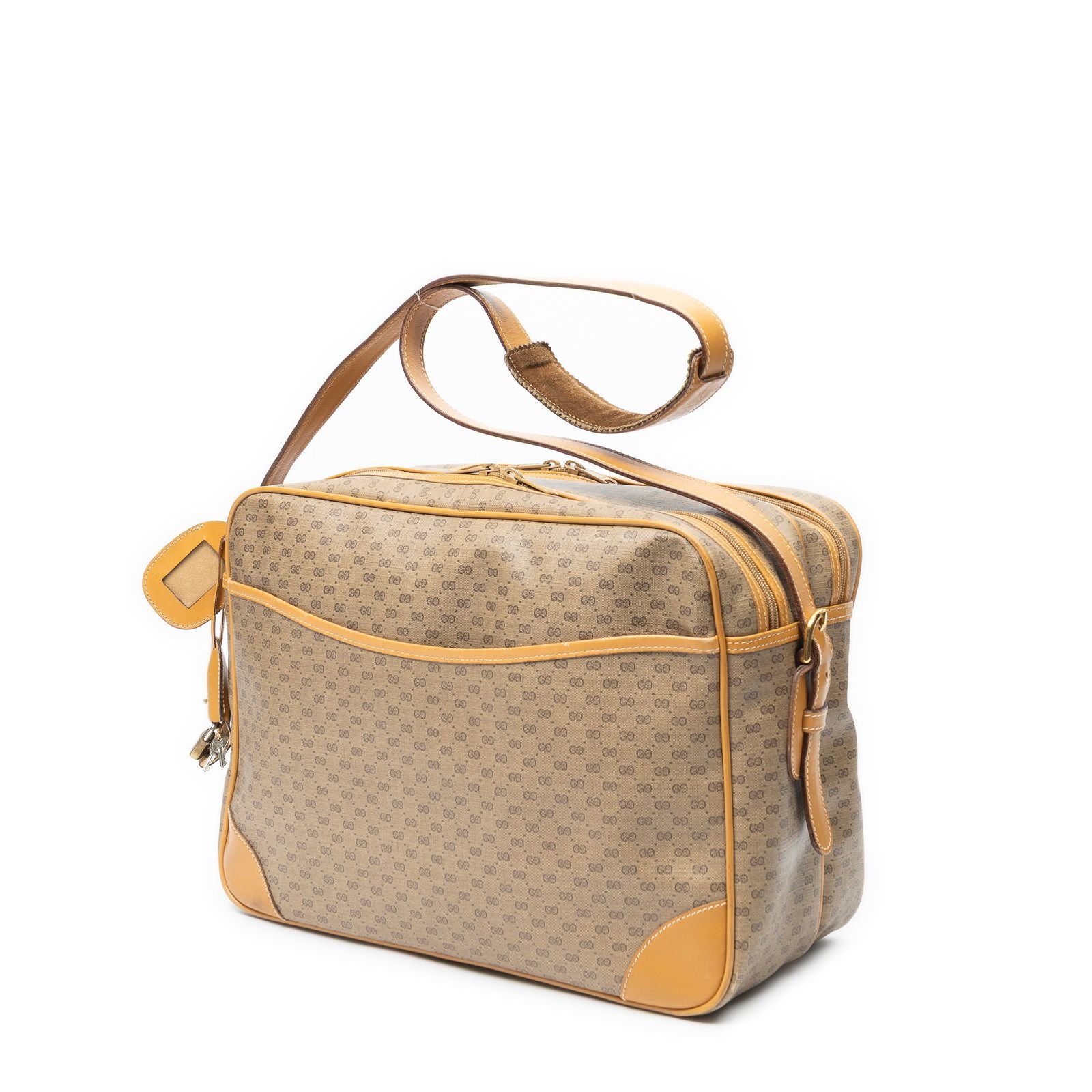 Gucci Vintage Flap Messenger Tan Black Canvas — view 2