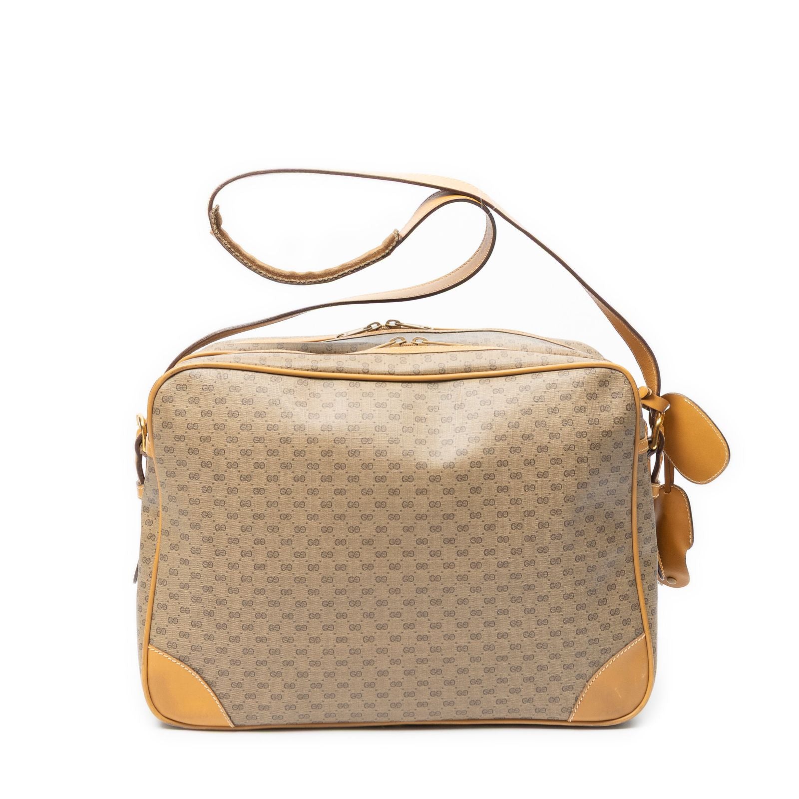Gucci Vintage Flap Messenger Tan Black Canvas — view 5