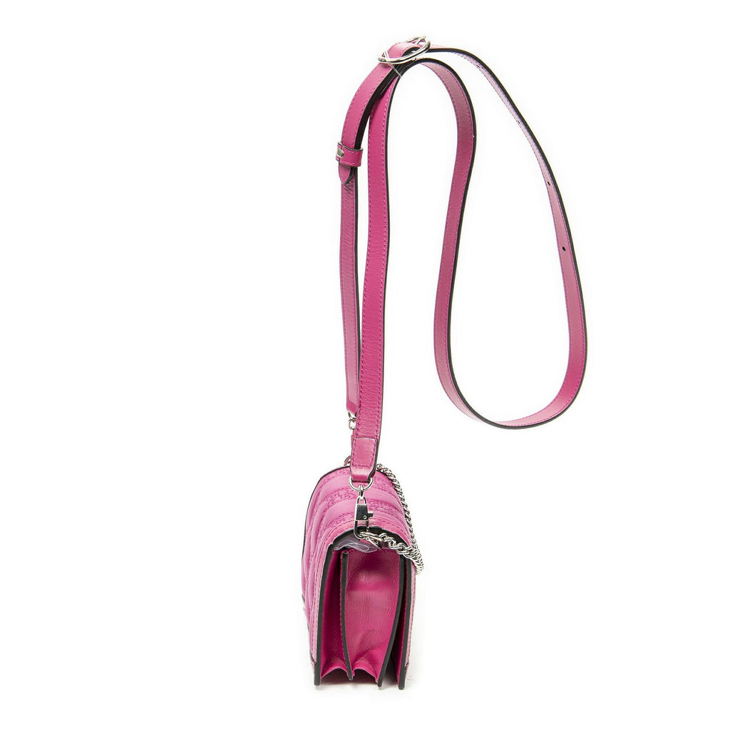 Gucci Mini Marmont Wallet on Chain Fuchsia Nylon Matelasse Canvas Shoulder — view 4