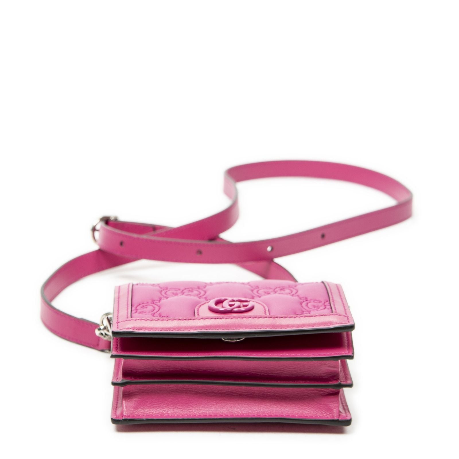 Gucci Mini Marmont Wallet on Chain Fuchsia Nylon Matelasse Canvas Shoulder — view 6