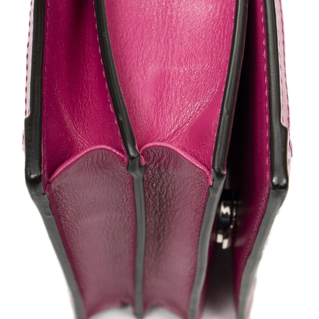 Gucci Mini Marmont Wallet on Chain Fuchsia Nylon Matelasse Canvas Shoulder — view 7