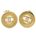 Chanel CC Logo Round Clip Type Earrings Gold Plated