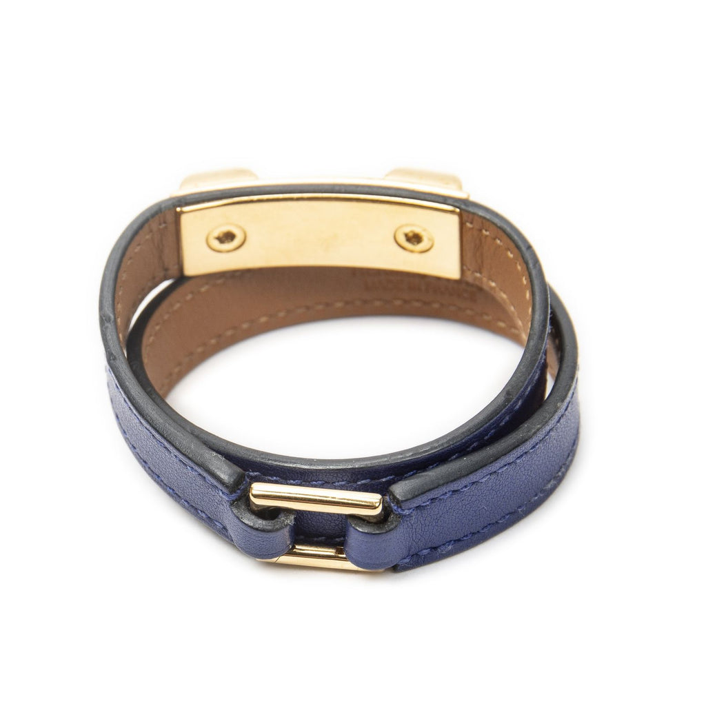 Hermes Rivale Double Bracelet Blue Leather — view 2