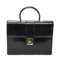 Celine Vintage Top Handle Flap Business Bag Black Calfskin Leather