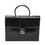 Celine Vintage Top Handle Flap Business Bag Black Calfskin Leather
