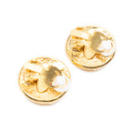 Chanel CC Logo Round Clip Type Earrings Gold Plated — view 2