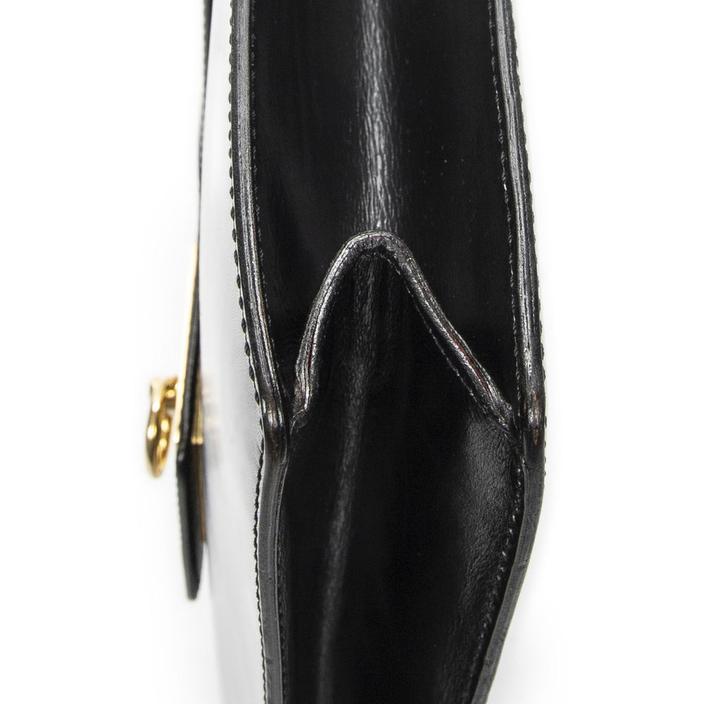 Celine Vintage Top Handle Flap Business Bag Black Calfskin Leather — view 8
