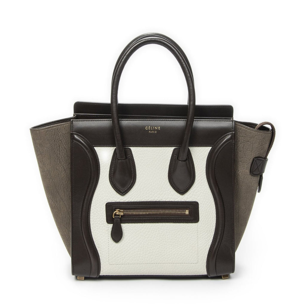 Celine Brown White Calfskin Leather Shoulder