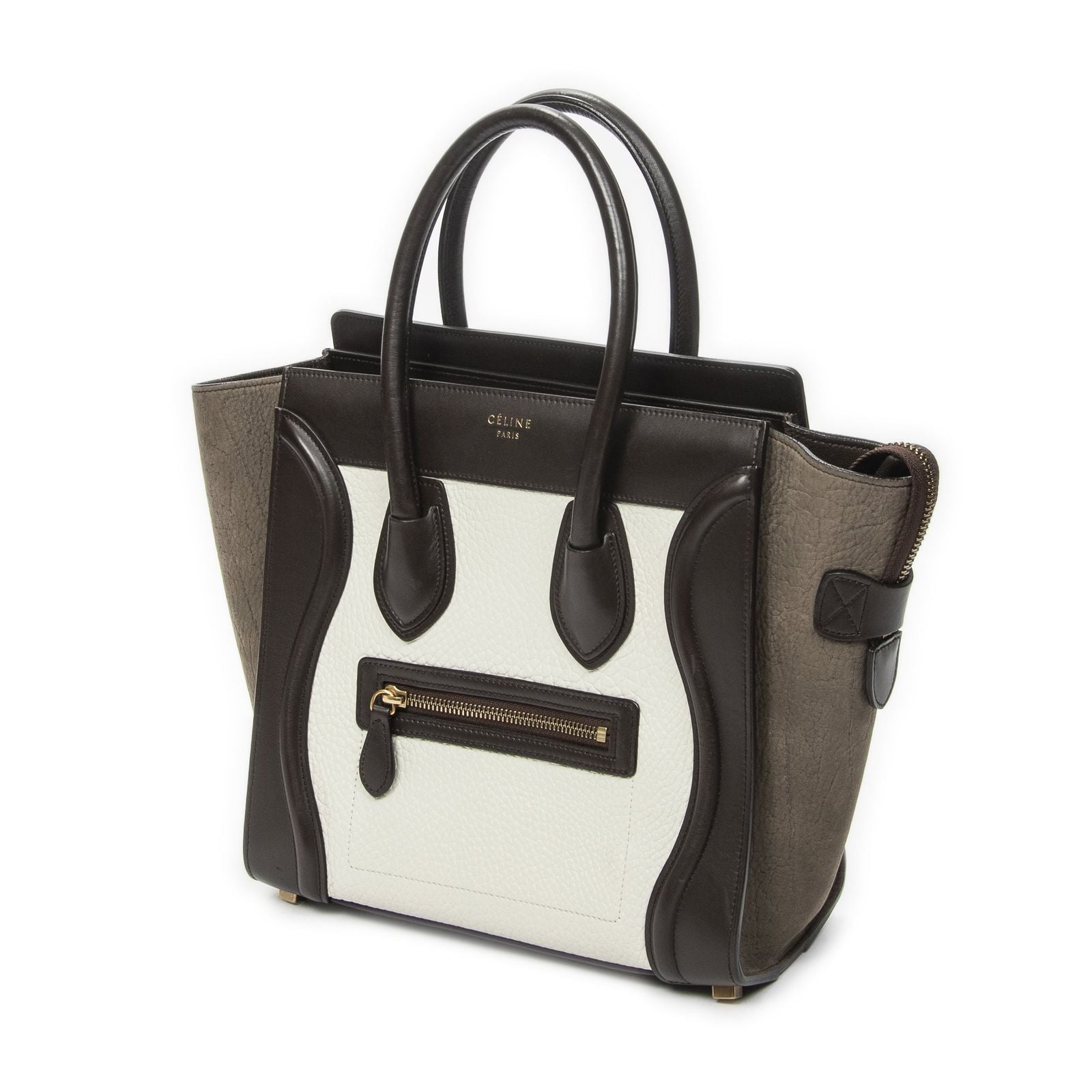 Celine Brown White Calfskin Leather Shoulder — view 2