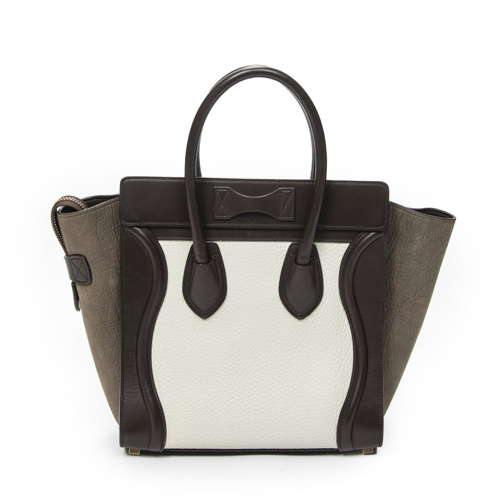 Celine Brown White Calfskin Leather Shoulder — view 5