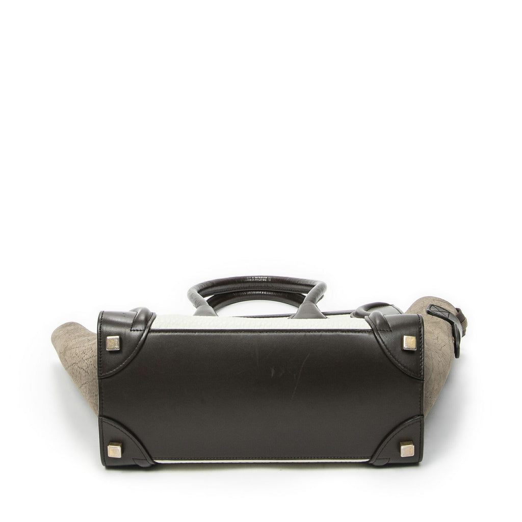 Celine Brown White Calfskin Leather Shoulder — view 6
