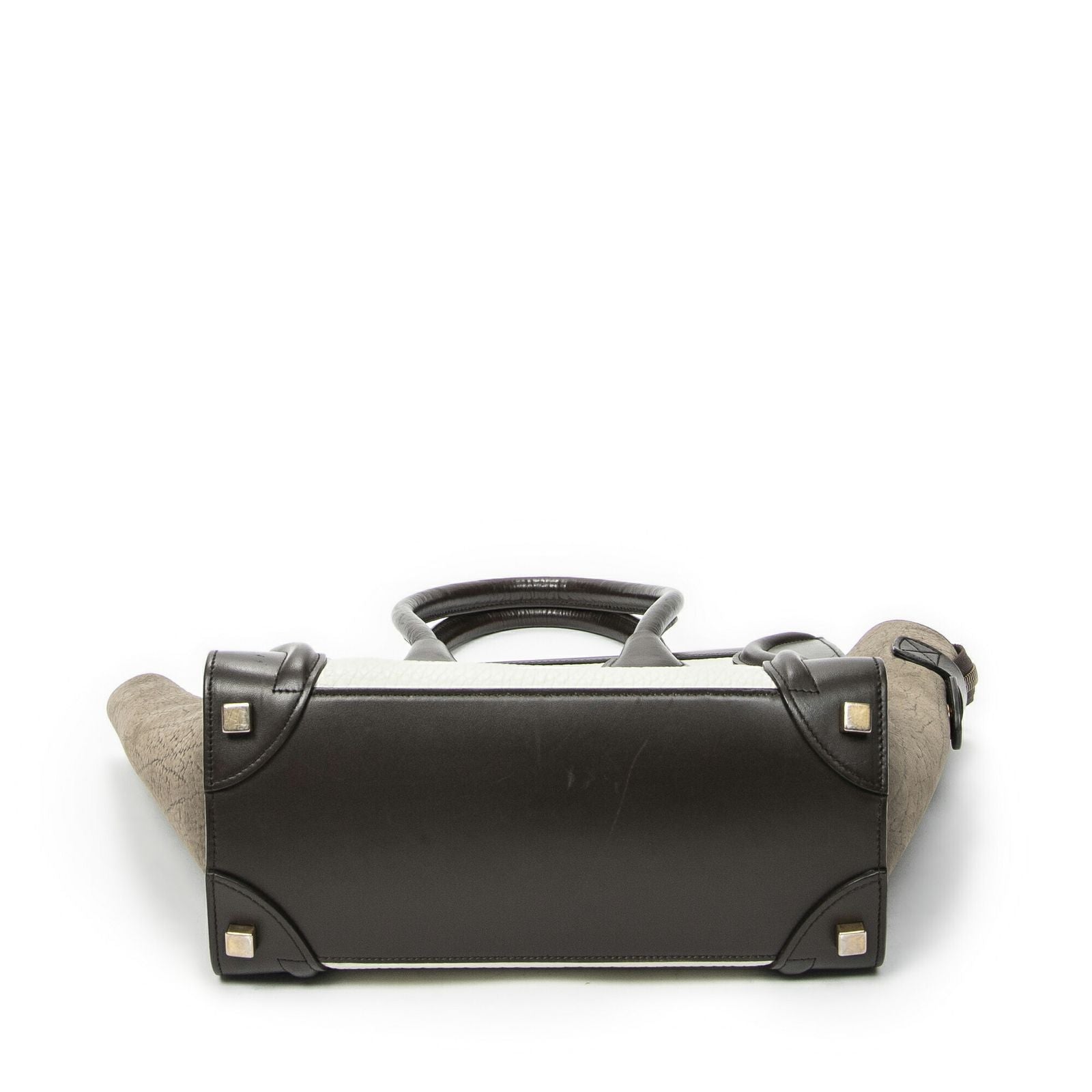 Celine Brown White Calfskin Leather Shoulder — view 6
