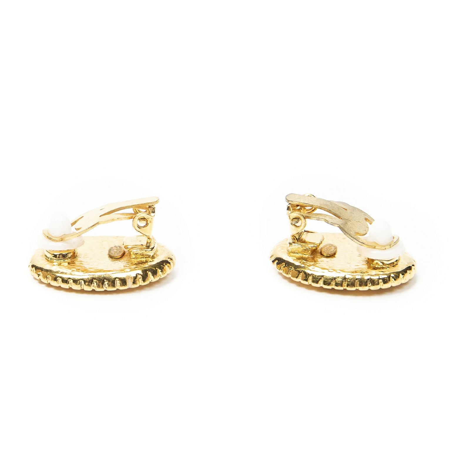 Chanel CC Oval Clip on Earrings Gold Plated — view 2