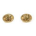 Chanel CC Oval Clip on Earrings Gold Plated
