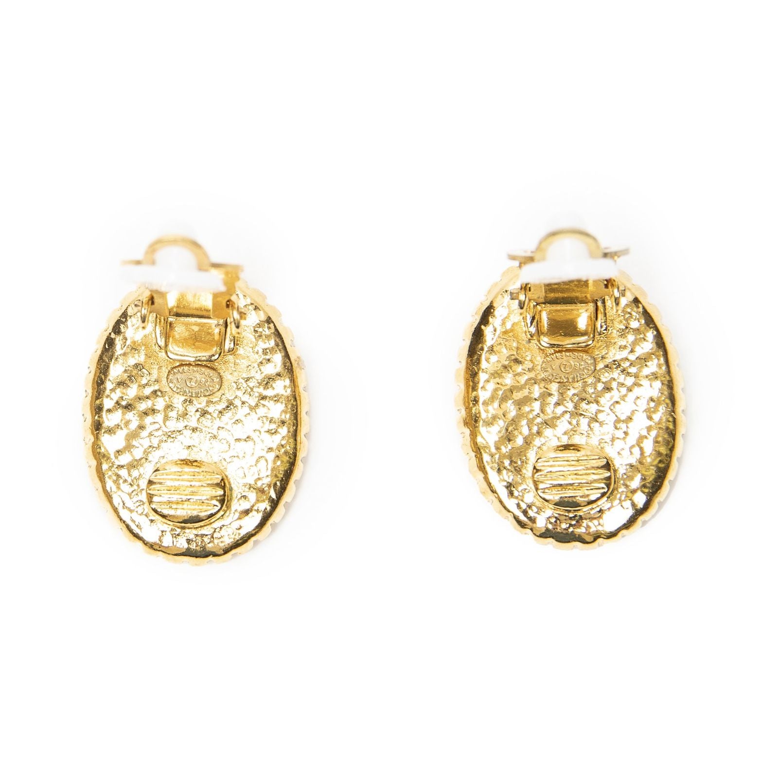 Chanel CC Oval Clip on Earrings Gold Plated — view 3