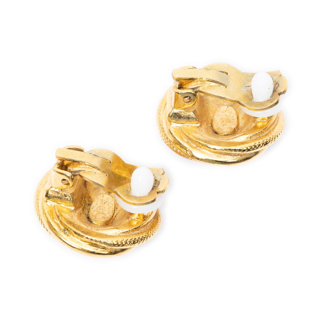 Chanel CC Logo Round Clip Type Earrings Gold Plated — view 2