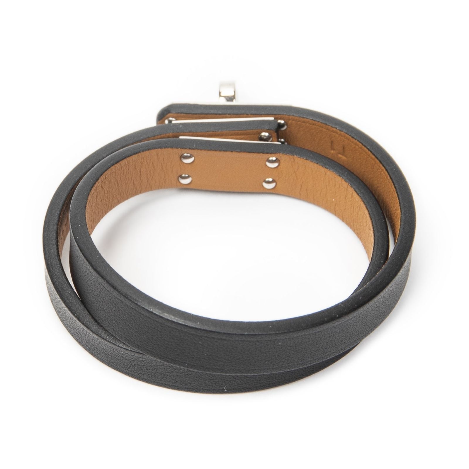 Hermes Mini Kelly Double Tour Bracelet Black Leather — view 2