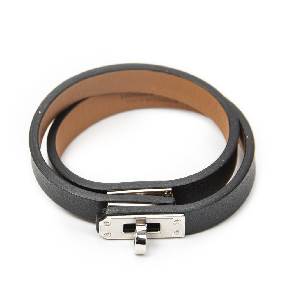 Hermes Mini Kelly Double Tour Bracelet Black Leather