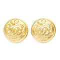 Chanel CC Logo Round Clip Type Earrings Gold Plated
