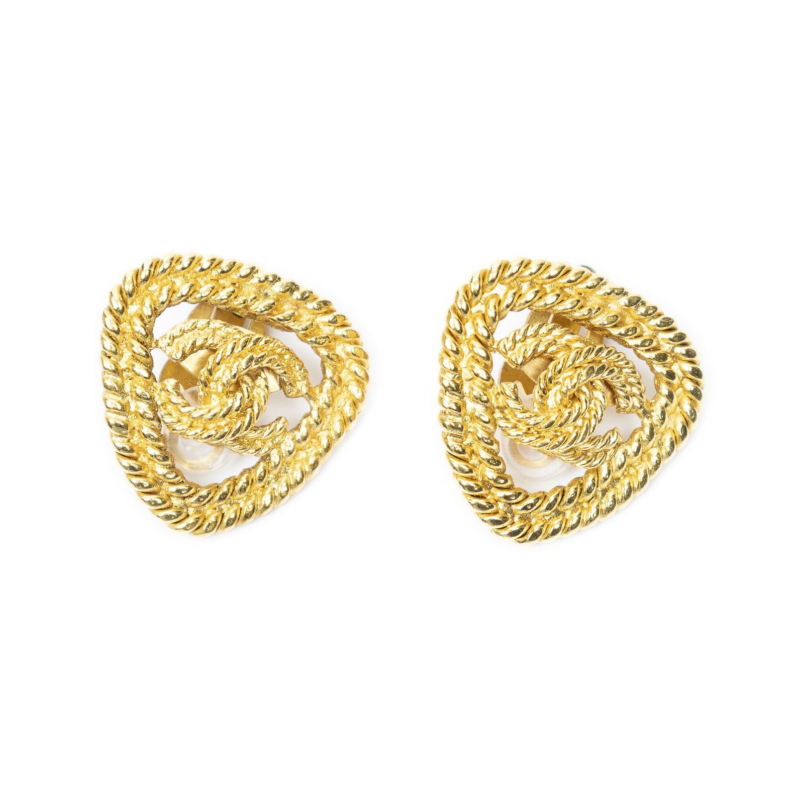 Chanel CC Rectangular Clip on Earrings Gold Plated