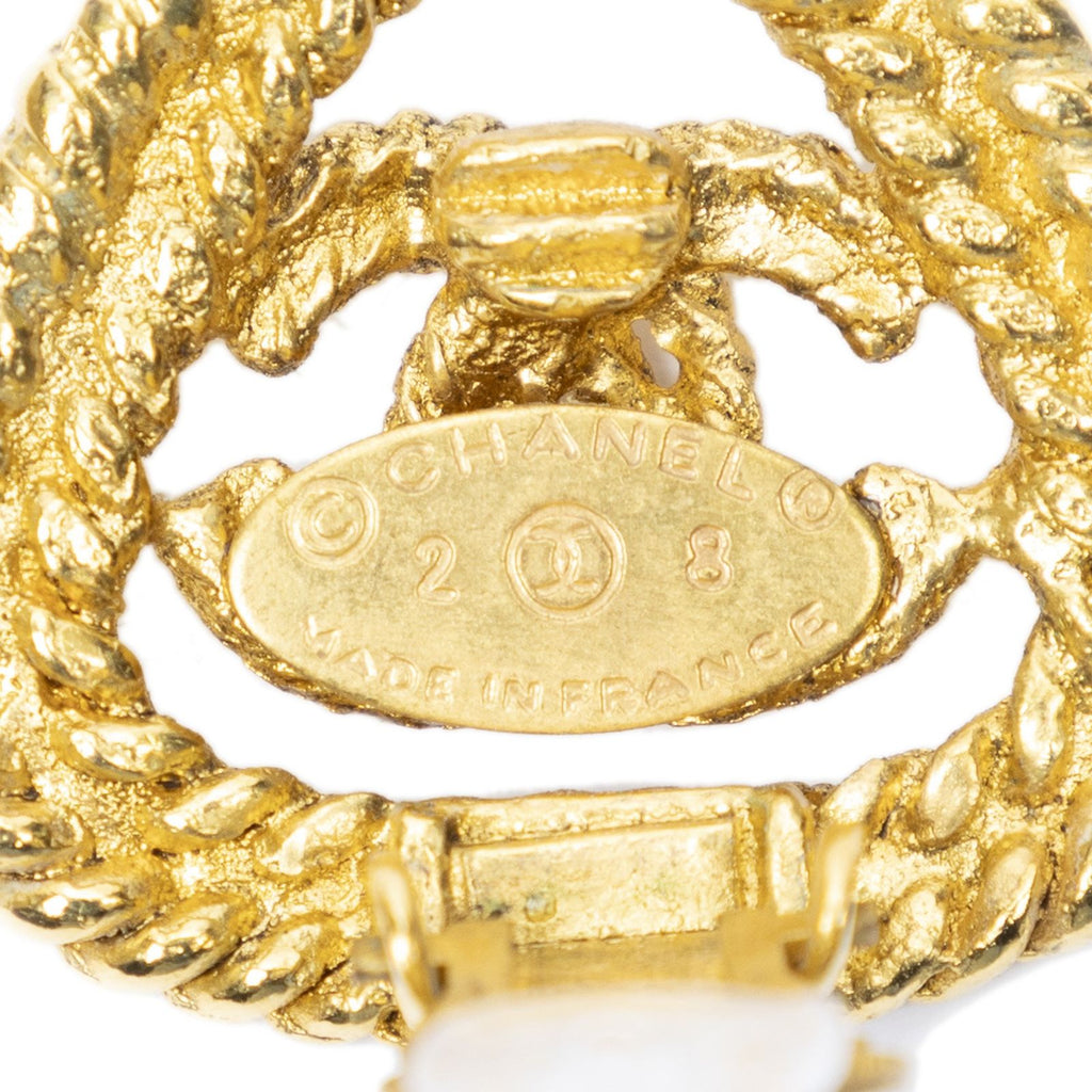 Chanel CC Rectangular Clip on Earrings Gold Plated — view 3